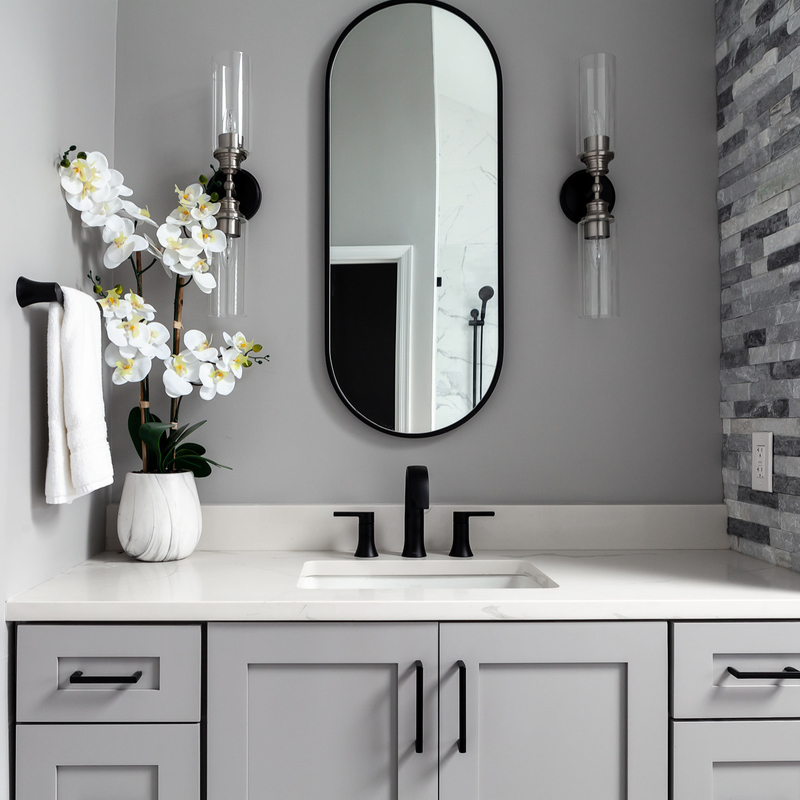 Luxury Neutral Grey Shaker สไตล์แลคเกอร์ห้องน้ำ Vanity Units Combo มี 2 ประตู 6 ลิ้นชัก