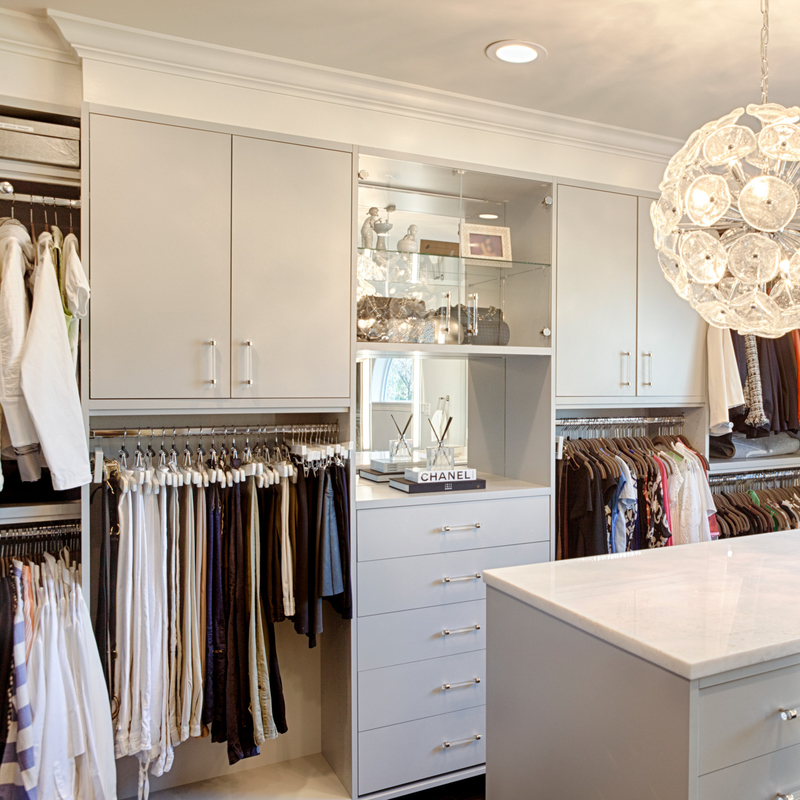 ตู้รูปตัว U หลากสีหรูหราทันสมัย ​​Walk In Organizer ห้องนอนเมลามีนที่กำหนดเอง