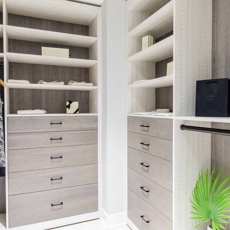 U Shape Matte Grey เมลามีนเดินผ่านตู้เสื้อผ้า Walk In Robe Storage