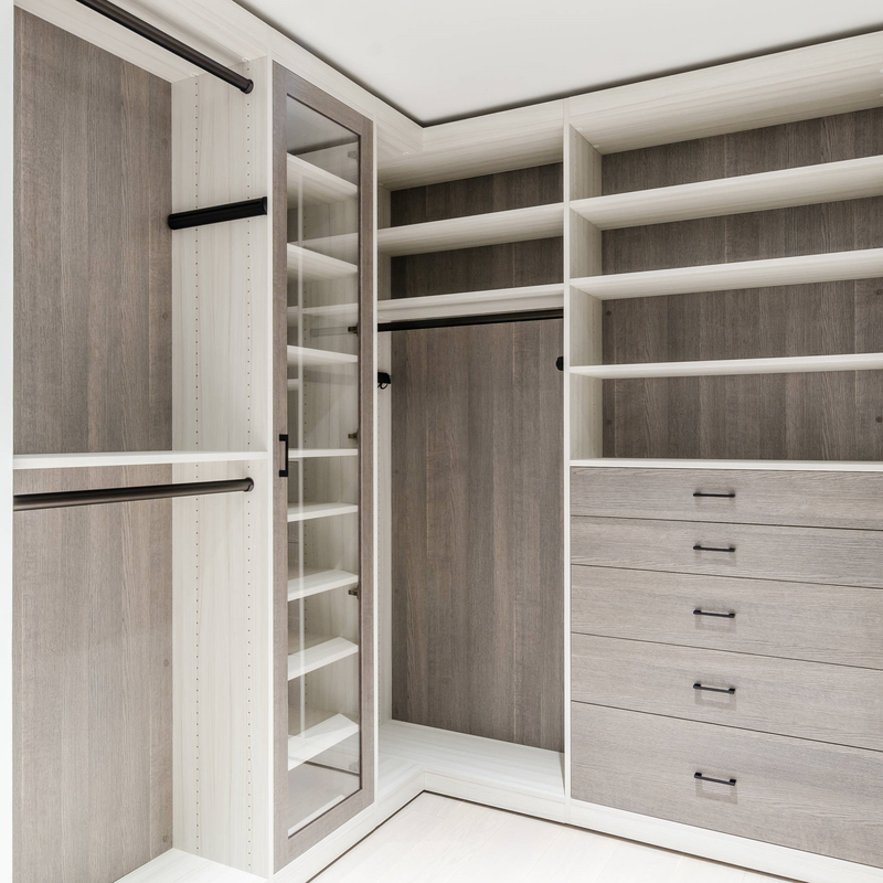 U Shape Matte Grey เมลามีนเดินผ่านตู้เสื้อผ้า Walk In Robe Storage
