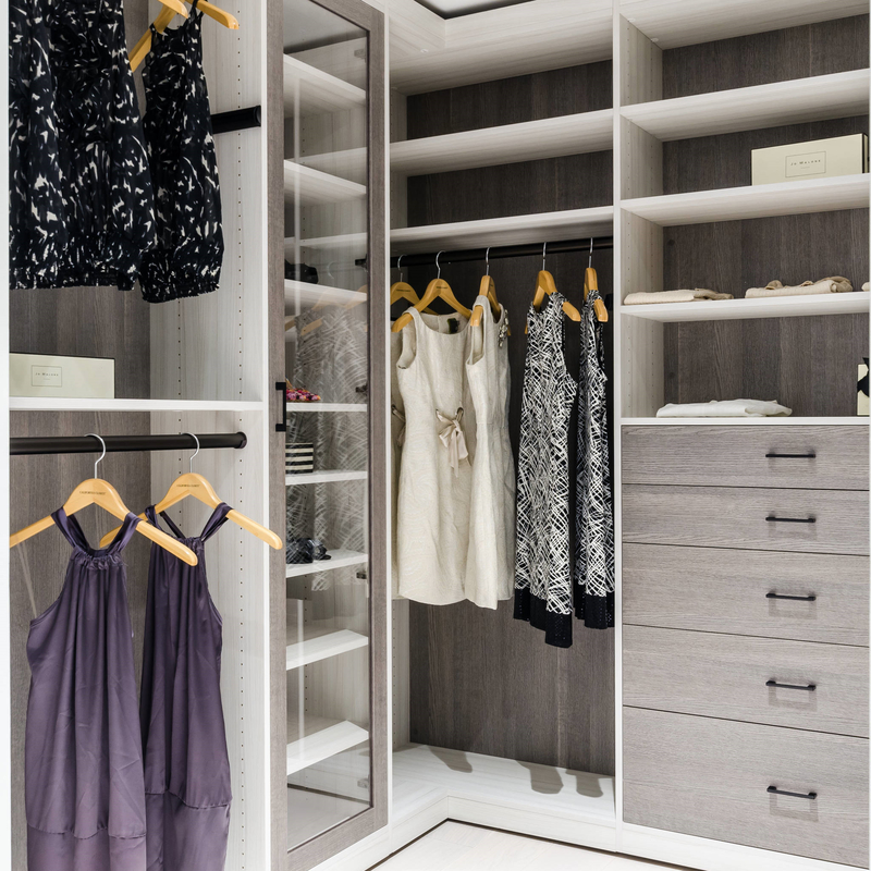 U Shape Matte Grey เมลามีนเดินผ่านตู้เสื้อผ้า Walk In Robe Storage