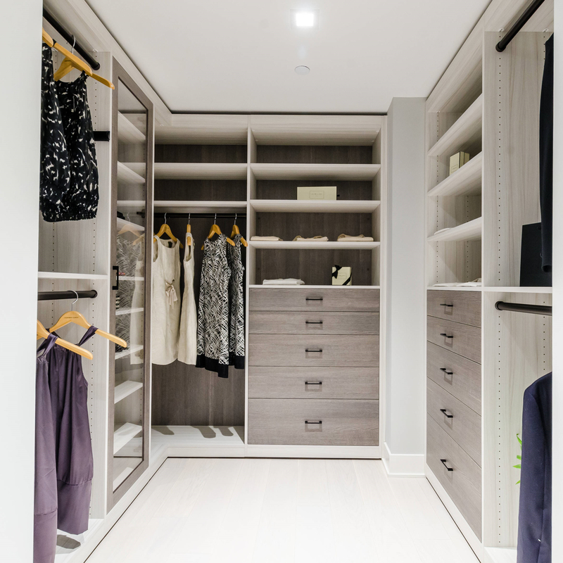 U Shape Matte Grey เมลามีนเดินผ่านตู้เสื้อผ้า Walk In Robe Storage