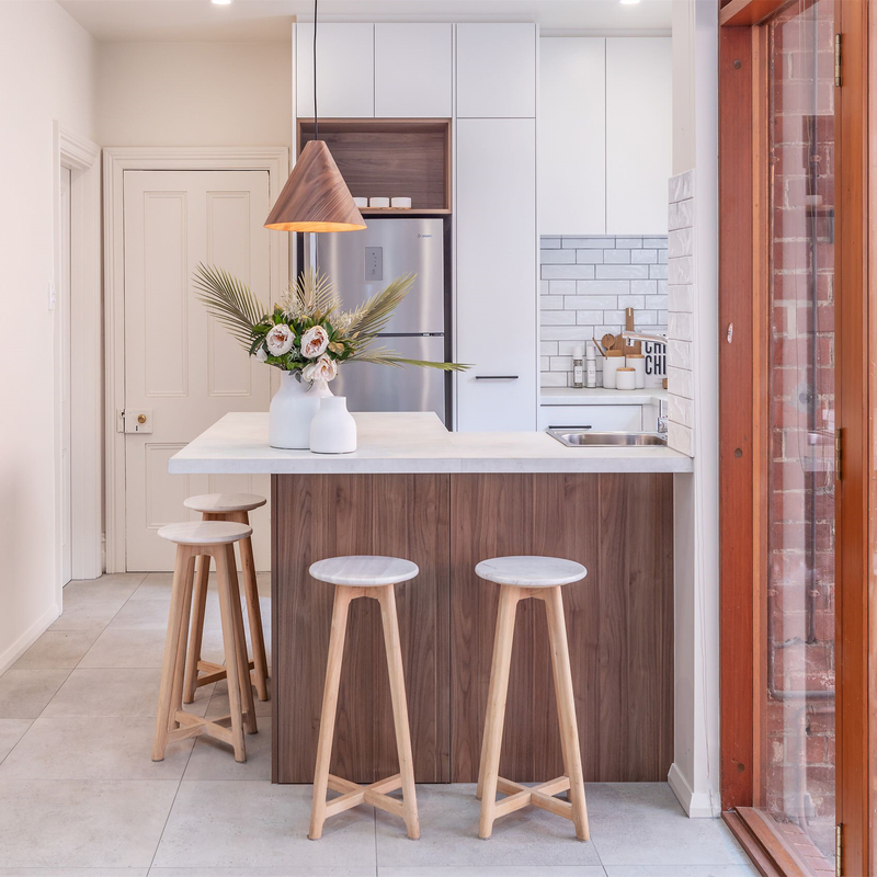 Carb P1 ตู้ครัวขนาดเล็ก All In One Space Efficient Matte White Melamine Kitchen