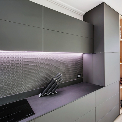 ตู้แขวนไม้หรูหราปรับแต่ง 2 Pac Matt Grey Finish Base Cabinet